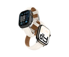 AmazingThing Class Band Leather Strap for Apple Watch 45 / 46 / 49 mm – Light rusvai gelsvas