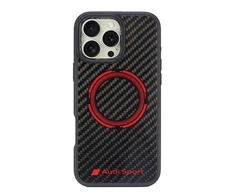 Apple iPhone 16 Pro Max Audi Carbon Fiber Sport Raudona Circle MagSafe (AUS-TPUPCMIP16PM-RSQ/D5-BK) dėklas telefonui juodos spalvos