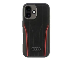 Apple iPhone 16 Audi Genuine Leather MagSafe (AU-TPUPCMIP16-R8/D3-RD) dėklas telefonui juodos ir raudonos spalvos