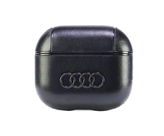 Apple AirPods 3 Audi Leather Big Logo Cover (AU-AP3-GT/D3-BK) dėklas ausinėms juodos spalvos