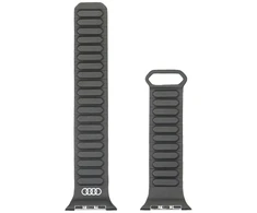 Audi Logo sintetinės odos magnetinis žiedinis dirželis Apple Watch 44/45/46/49 mm - Juodas