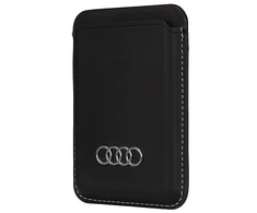 Kortelių dėklas Audi Eko oda Wallet Card Slot MagSafe (AU-MSCH-Q3/D1-BK) juodos spalvos