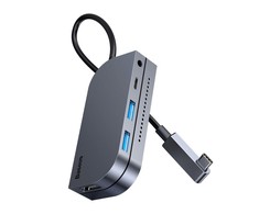 Baseus HUB Bend Angle No.7 Multifunctional (Type-C to 2xUSB3.0 + HDMI 4K + PD 100W + 3.5mm + TF) Upgraded version Space Gray (CAHUB-CWJ0G)