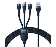 Baseus Flash Series 3in1 USB laidas USB-C + micro USB + Lightning 100W 1.2m - Mėlynas