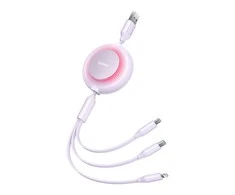 Baseus Bright Mirror 2 3-in-1 USB kabelis skirtas micro USB - USB-C - Lightning 3.5A 1.1m – Violetinė