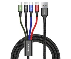 Baseus USB Fast 4in1 USB-C / 2x Lightning / Micro kabelis 3.5A 1.2m - Juoda