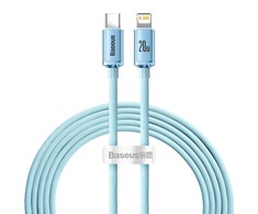 USB-C laidas prie „iP Baseus Crystal Shine“, 20W, 2m (mėlyna)
