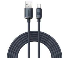 Baseus Crystal USB-USB-C laidas, 100W, 2m - juodas