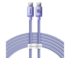 Baseus Crystal Shine USB-C – USB-C laidas 100W 2m – Violetinis