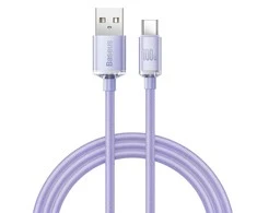 Baseus Crystal Shine USB – USB-C laidas 5A 1.2m – Violetinis
