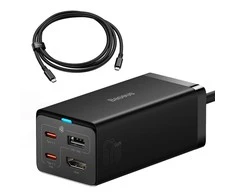 Baseus GaN5 Pro sieninis įkroviklis 2xUSB-C + USB + HDMI, 67 W (juodas)