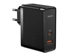 Baseus Sieninis įkroviklis GaN5 Pro 100W USB + USB-C QC4+ PD3.0 su USB-C 1m laidu, juodas