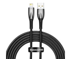 USB laidas, skirtas Lightning Baseus Glimmer Series, 2.4A, 2m (juodas)
