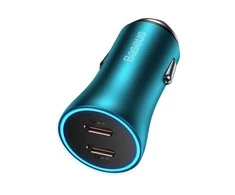 Baseus Golden Contactor Pro automobilinis įkroviklis 2x USB-C 40W - mėlynas