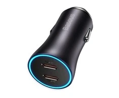 Baseus Golden Contactor Pro automobilinis įkroviklis 2x USB-C 40W - Tamsiai pilka