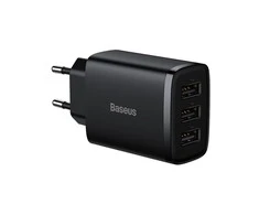 Baseus Sieninis įkroviklis 17W 3xUSB 3.4A, juodas
