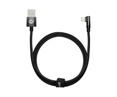 Kabelis USB A - IP Lightning 1m 90° kampu 20W 2.4A, juodas MVP Elbow BASEUS