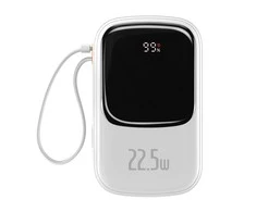 Powerbank Baseus Qpow PRO su laidu, 20000mAh, 22.5W (balta)