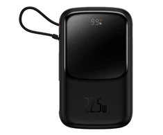 Powerbank Baseus Qpow PRO su laidu, 10000mAh, 22.5W (juodas)
