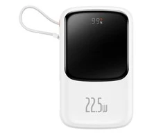 Powerbank Baseus Qpow PRO su kabeliu, 10000mAh, 22.5W (balta)