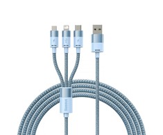 3in1 USB laidas Baseus StarSpeed Series, USB-C + Micro + Lightning 3.5A, 1.2m (mėlyna)