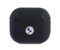 Apple AirPods 3 BMW Cover Geniune Leather Sidabrinis Logo (BMA3SSLNA) ausinių dėklas mėlynos spalvos
