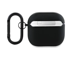 BMW BMA4SSLBK AirPods 4 dėklas, juodas, natūralios odos, su sidabro spalvos logotipu