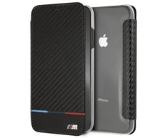 BMW BMTRBKI65PUCARTCBKApple iPhone XS Max book dėklas telefonui juodos spalvos Carbon Tricolor Stripe