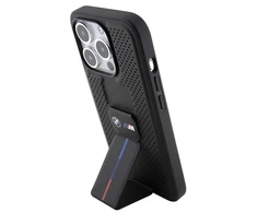 BMW Grip Stand Smooth &amp; Perforated dėklas iPhone 15 Pro - juodas