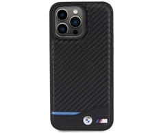 Dėklas BMW BMHCP15X22NBCK Apple iPhone 15 Pro Max 6.7″ juodos spalvos Leather Carbon