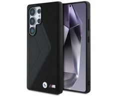 Dėklas BMW Leather Oversized Stripes MagSafe Samsung Galaxy S25 Ultra juodos spalvos