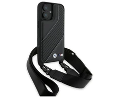 BMW BMHCP16M23PSCCK Apple iPhone 16 Plus 6.7" dėklas telefonui juodos spalvos/dėklas telefonui juodos spalvos M Edition Carbon Stripe &amp; Strap