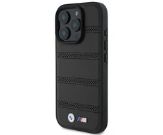 BMW BMHMP16L23 PUSPK Apple iPhone 16 Pro 6.3″ juodos spalvos kietas dėklas M Perforated And Stitched Line MagSafe