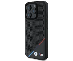 BMW BMHMP16L23 PUPDK Apple iPhone 16 Pro 6.3″ juodos spalvos kietas dėklas M Perforated Tricolor Line MagSafe