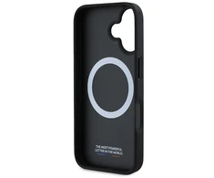 BMW BMHMP16S23 PUPDG Apple iPhone 16 6.1″ pilkas kietas dėklas M Perforated Tricolor Line MagSafe
