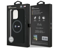 BMW BMHMP16X23SROK Apple iPhone 16 Pro Max 6.9" dėklas telefonui juodos spalvos M Silikoninis Printed Ring MagSafe