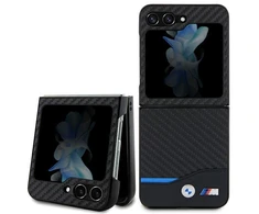 Dėklas BMW BMHCZF522NBCK Z Flip5 F731 juodos spalvos Leather Carbon