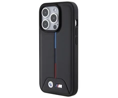 Dėklas BMW BMHCP15L22 PVTK Apple iPhone 15 Pro 6.1″ juodos spalvos kietas dėklas Quilted Tricolor