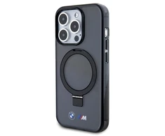 Dėklas BMW BMHMP15LURSK Apple iPhone 15 Pro 6.1″ juodos spalvos kietas dėklas Ring Stand M Collection MagSafe