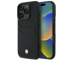 BMW Sign Leather Cardslot Apple iPhone 16 Pro Max - dėklas telefonui juodos spalvos