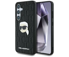 Karl Lagerfeld Leather Monogram Pin Logo Karl Head - dėklas skirtas Samsung Galaxy S25+ Juodas