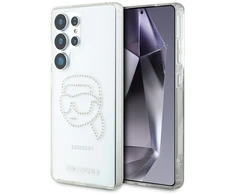Karl Lagerfeld Rhinestones Karl Head Logo Samsung Galaxy S25 Ultra dėklas telefonui skaidrus