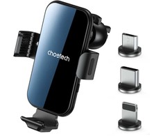 Automobilinis laikiklis-įkroviklis Choetech 15W Electric Car Wireless Charger With Magnetic Head T201-F juodas