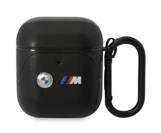 Apple AirPods BMW Leather Curved Line (BMA222PVTK) ausinių dėklas juodos spalvos