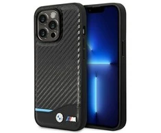 BMW BMHCP14L22NBCK Apple iPhone 14 Pro 6,1" dėklas telefonui juodos spalvos Leather Carbon