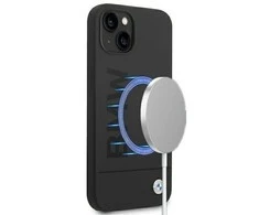 Apple iPhone 14 Plus BMW dėklas silikoninis Signature Logo Magsafe juodos spalvos