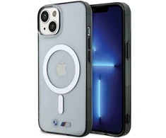 BMW BMHMP15SHCRS Apple iPhone 15 / 14 / 13 6.1" skaidrus dėklas hardcase Sidabrinis Ring MagSafe