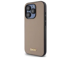 DKNY DKHMP15XPGHLME Apple iPhone 15 Pro Max 6.7" dėklas telefonui gelsvas Grained Metal Logo MagSafe