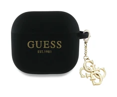 Dėklas Guess GUA4LECG4K AirPods 4 cover juodos spalvos silikoninis 4G Charm