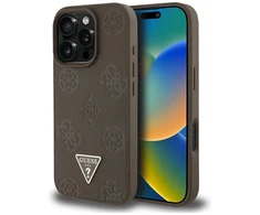 Guess Grained Hot Stamp Peony Triangle Logo MagSafe - dėklas skirtas Apple iPhone 16 Pro Max ruda